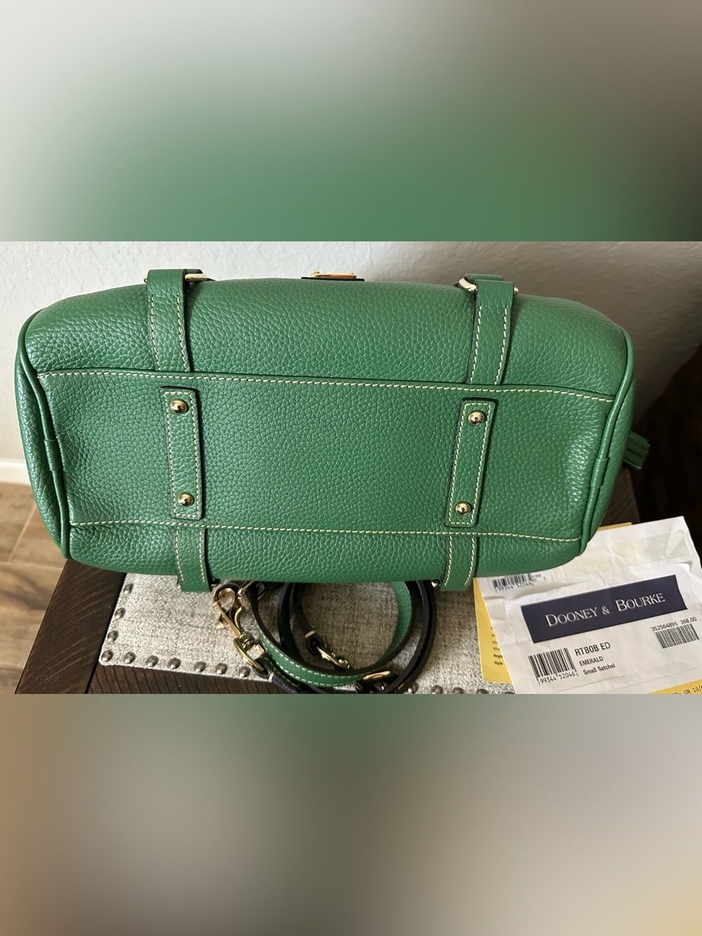 Dooney & Bourke Small Pebbled Leather Satchel - Emerlad - Picture 8 of 11